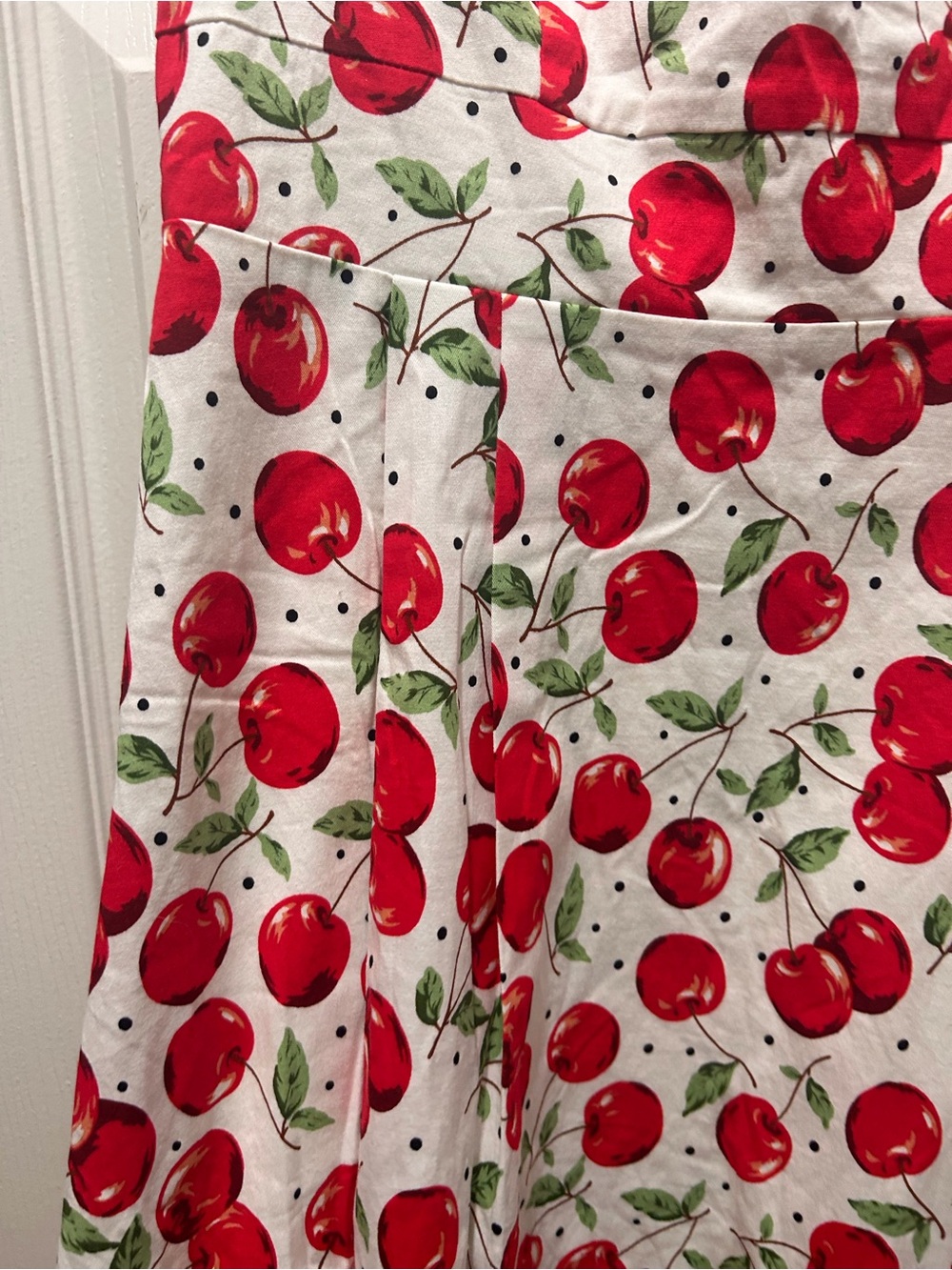 🍒☀️🍒Melissa White Midi Red Cherry Print Dress 🍒☀️🍒 - Picture 8 of 12